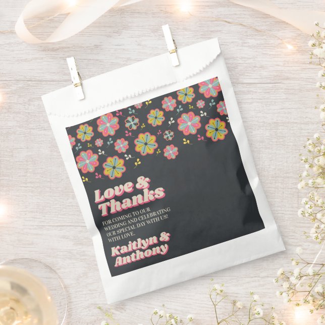 Flower Power 70's Retro Groovy Wedding Favour Bag (Clipped)
