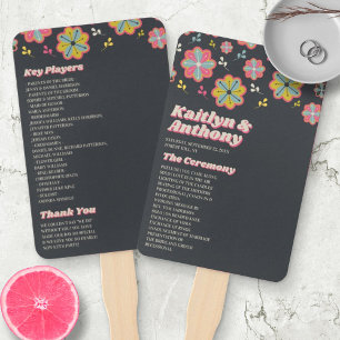 Flower Power 70's Retro Groovy Wedding Hand Fan
