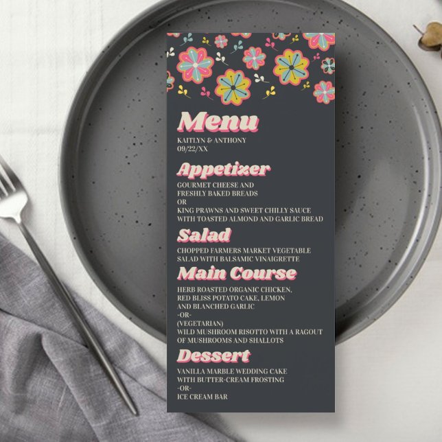 Flower Power 70's Retro Groovy Wedding Menu (Creator Uploaded)