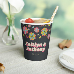 Flower Power 70's Retro Groovy Wedding Paper Cups