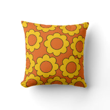 Flower power 80s yellow orange flower pattern