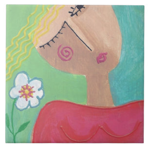 Flower Power Abstract Painting Tile