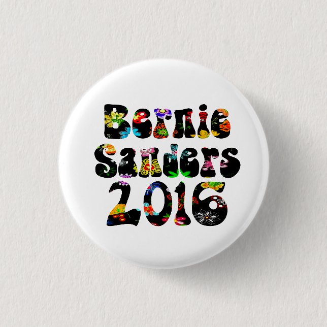 Flower Power Bernie Sanders 2016 1 Inch Round Button (Front)