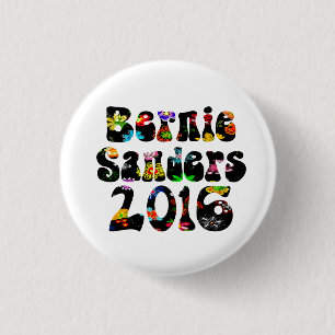 Flower Power Bernie Sanders 2016 1 Inch Round Button