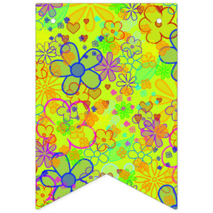 Flower Power Blossoms - coloured pattern 1 Bunting Flags