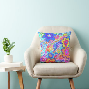 Flower Power Blossoms seamless pattern 17 Throw Pillow