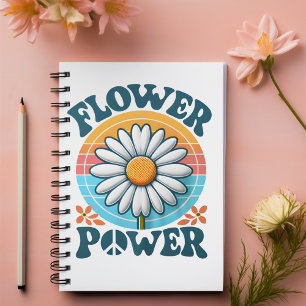 Flower Power blue customizable name  Notebook