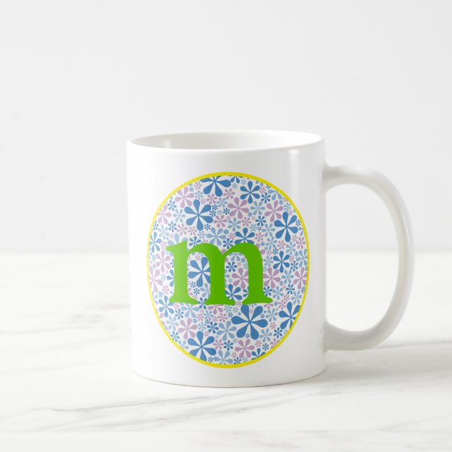 Flower power blue/green coffee mug (Right)