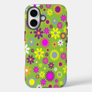 Flower Power Bright Green iPhone 16 Case