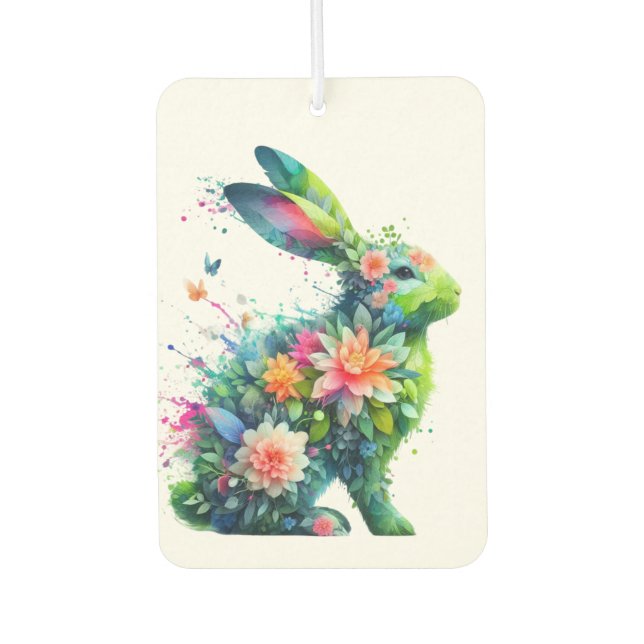 Flower Power Bunny Rabbit Air Freshener (Front)