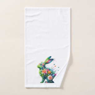 Flower Power Bunny Rabbit Hand Towel