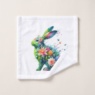 Flower Power Bunny Rabbit Wash Cloth