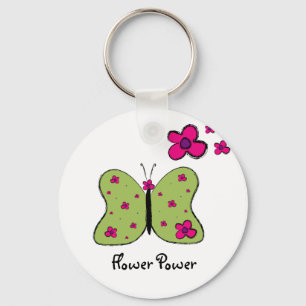 Flower Power Butterfly key chain
