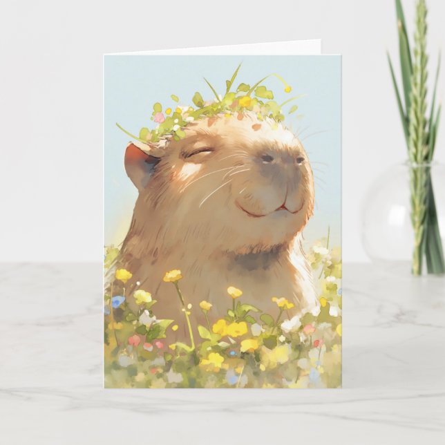 Flower Power Capybara Card (Front)