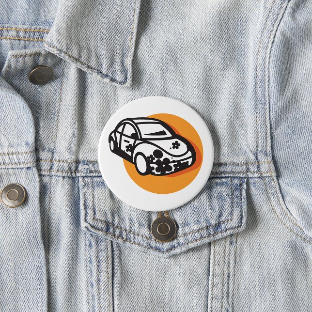 Flower Power Car Cute Hippie Style 3 Inch Round Button (Creator Uploaded)