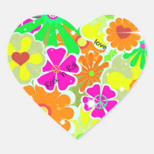 Flower Power, celebrate the sixties, Heart Sticker