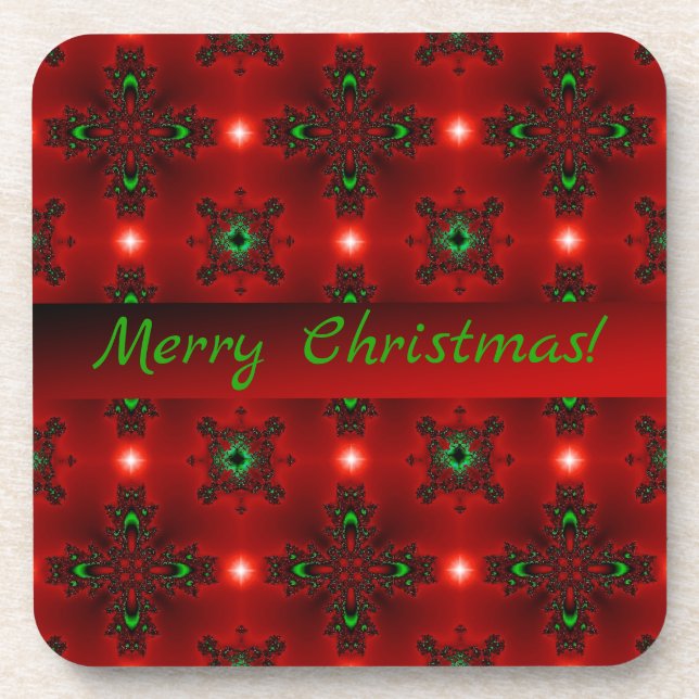 Flower Power, Christmas Magic in Red and Green Coaster (Front)