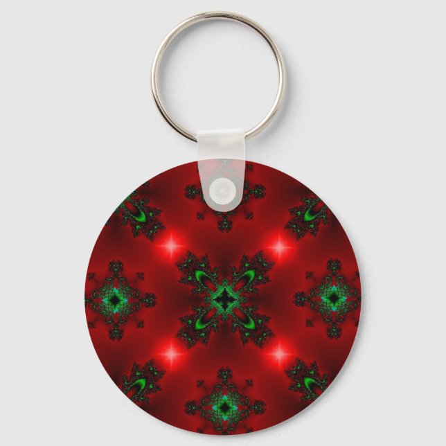 Flower Power, Christmas Magic in Red and Green Keychain (Front)