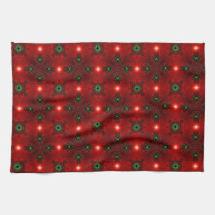 Flower Power, Christmas Magic in Red and Green Kitchen Towel