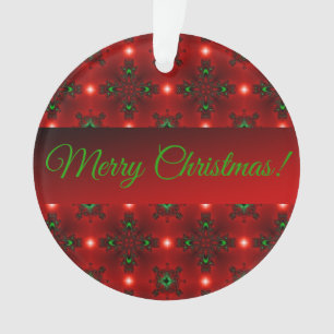 Flower Power, Christmas Magic in Red and Green Ornament