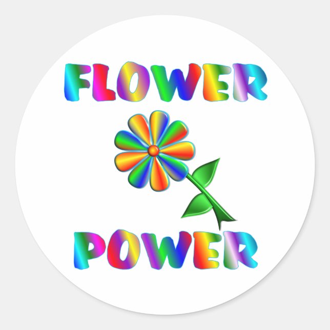 Flower Power Classic Round Sticker (Front)
