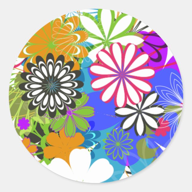 Flower Power! Classic Round Sticker (Front)