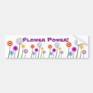 Flower Power, colourful flowers bumper sticker