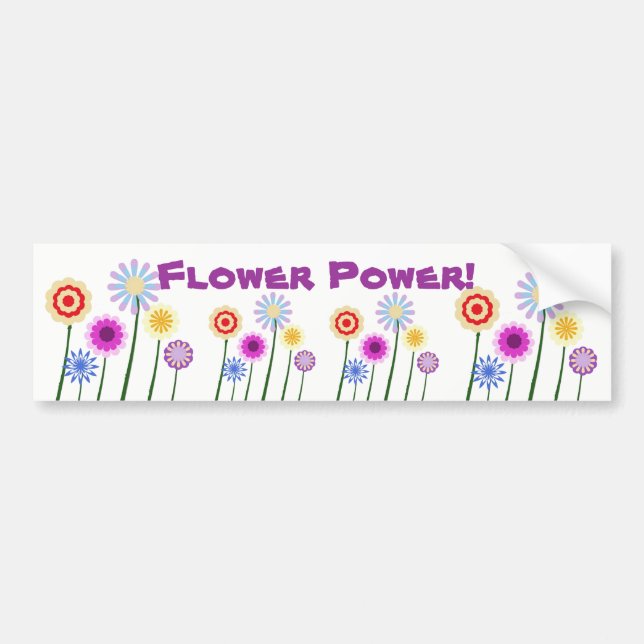 Flower Power, colourful flowers bumper sticker (Front)