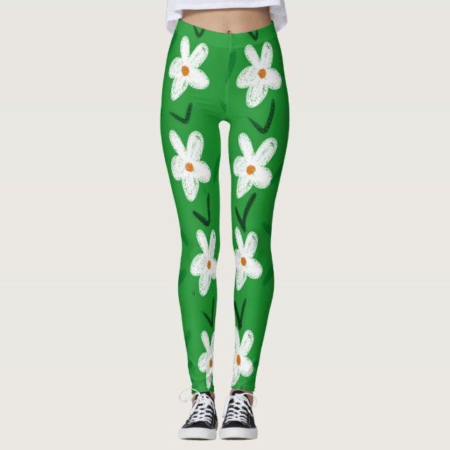 FLOWER POWER 'DAISY' YOGA PANTS LEGGINGS (Front)