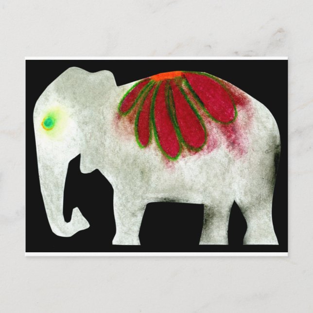 Flower Power Elephant Postcard (Front)