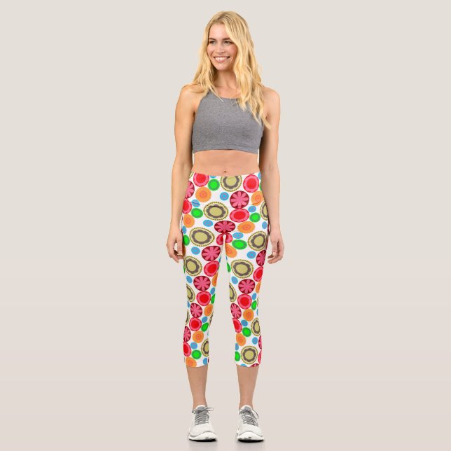 Flower Power en rangées Leggings Capri 002 (Recto)