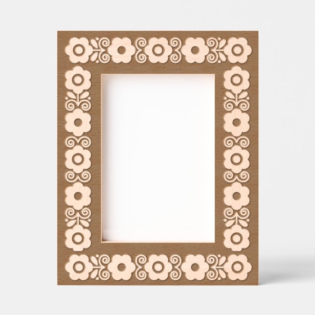 Flower Power Etched Wood Frame Engraved Frames (Front)