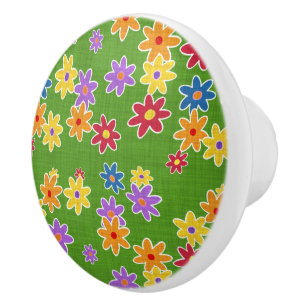 Flower Power Fabric Pattern + your ideas Ceramic Knob