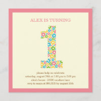 Flower Power First Birthday Invitation - Pink