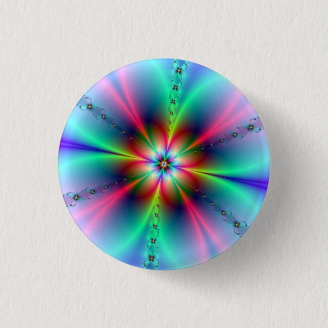 Flower Power Fractal 1 Inch Round Button (Front)