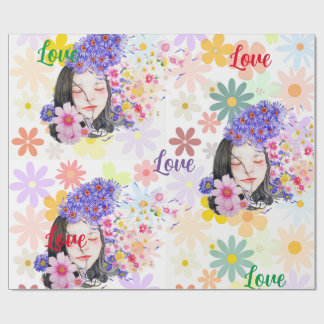 Flower power-girl power wrapping paper
