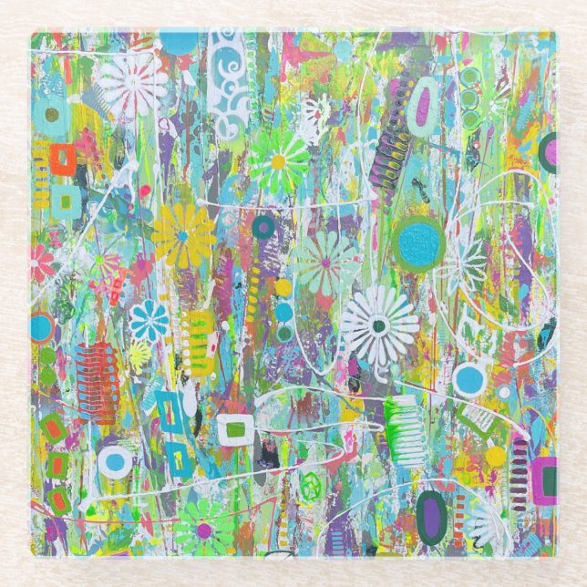 Flower Power Glass Coaster (Front)