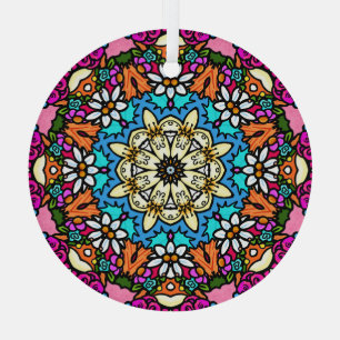 Flower Power Groovy Garden Glass Ornament