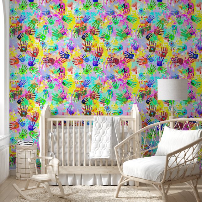 Flower Power Hands seamless pattern 3 Wallpaper (Kids)
