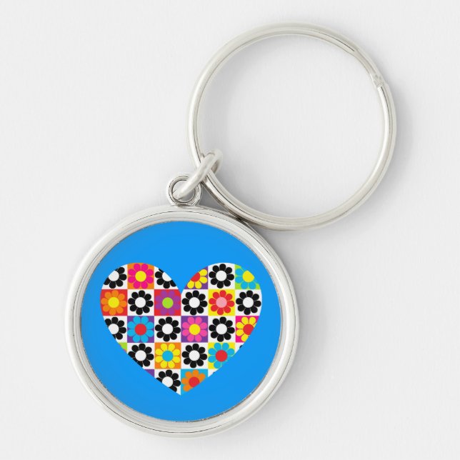 Flower Power Heart Keychain (Front)