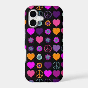 Flower Power Heart Peace Pattern + your backgr.