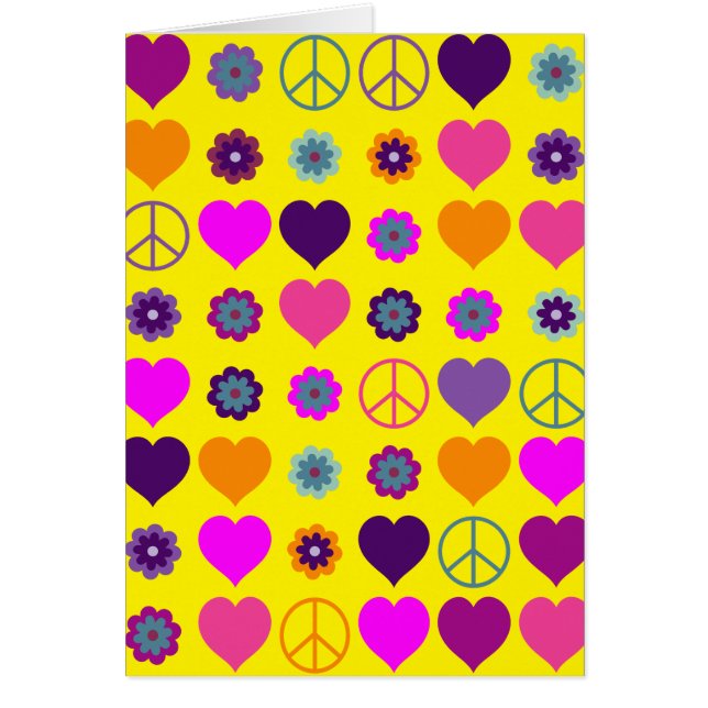 Flower Power Heart Peace Pattern + your backgr. (Front)