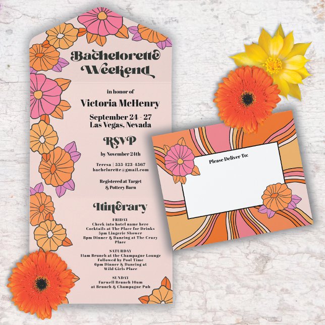 Flower Power Hippie Bachelorette Weekend All In One Invitation (Creator Uploaded)