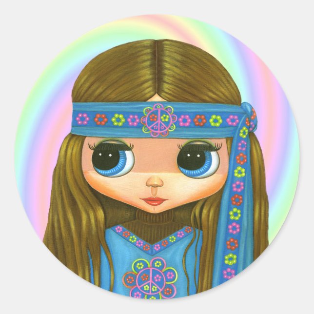Flower Power Hippie Doll Sticker (Front)