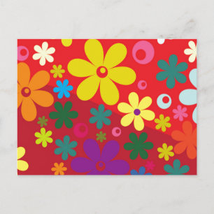Flower Power in Red Postcard