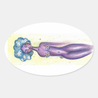 flower power oval sticker