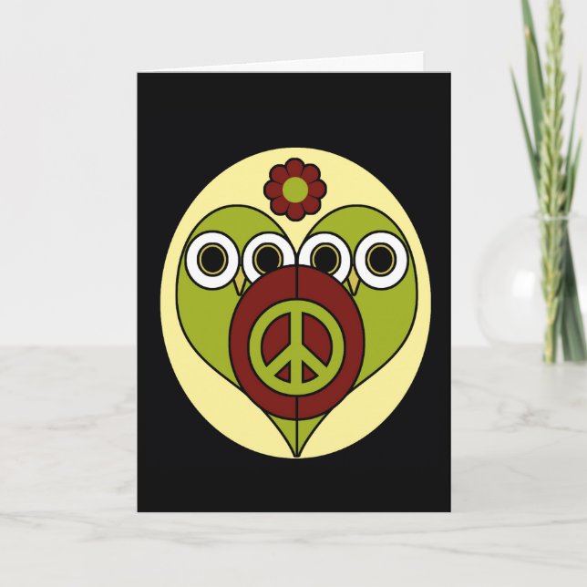 Flower Power Owls Greeting Card (Front)