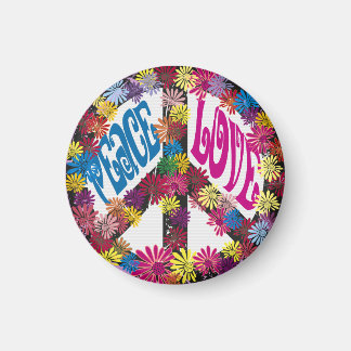 Flower Power Paix et amour Hippie Symboles Magnet