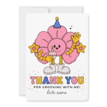 Flower Power Party Favour Card, Birthday Thank You