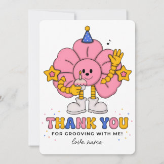 Flower Power Party Favour Card, Birthday Thank You Invitation
